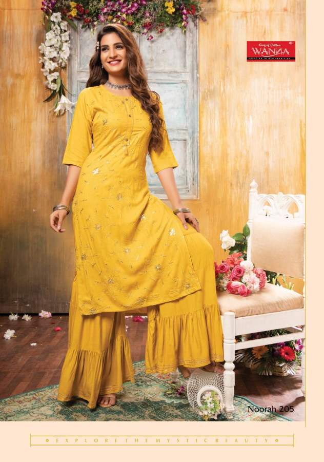 Wanna Noorah 2 Fancy Festive Wear Rayon With Heavy Work  Kurti With Sharara Collection